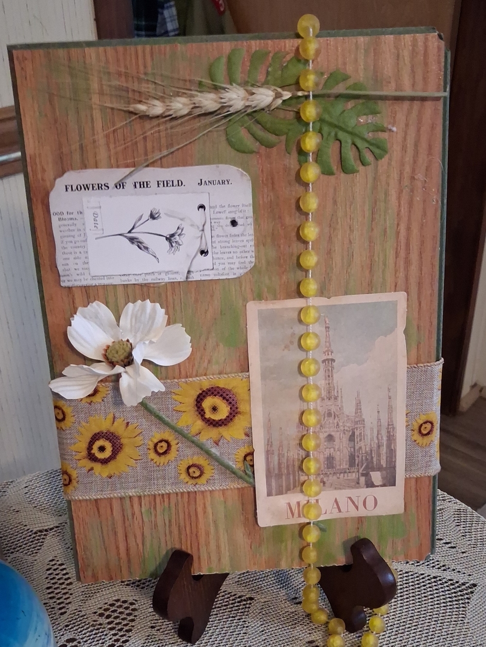 Handcrafted Yellow Floral Mixed-Media Wall Art